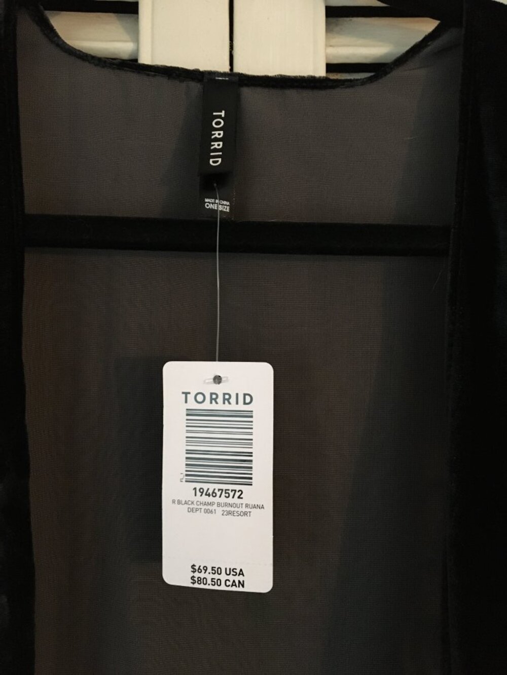Torrid One Size Velvet Black Burnout Ruana Wrap NWT - Picture 2 of 7